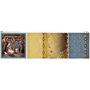 Debbi Moore Blue & Gold Nativity Cushion Fabric Panel (140cm x 45cm)