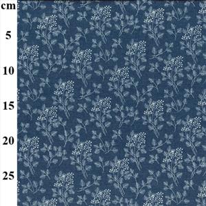 Printed Denim Flower Bunches Fabric 0.5m