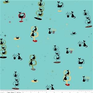 Riley Blake Mod Meow Stary Cats Cottage Fabric 0.5m