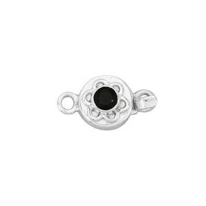 925 Sterling Silver Gemstone Box Clasp Approx 16x9mm With 0.32cts Black Spinel Round Faceted