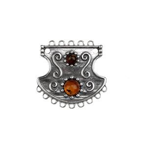 Debbie Kershaw Amber Collection - 925 Sterling Silver Multi Strand Connector, with Baltic Amber, Approx 26mm x 26mm 