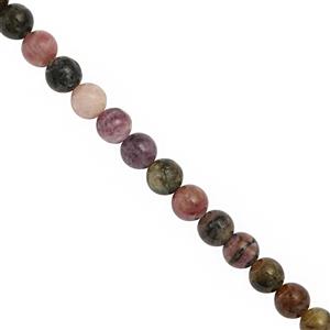 65cts Natural Multi Tourmaline Smooth Round Approx 6mm, 20cm Strand
