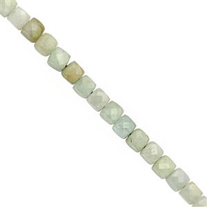 60cts Burmese Green Jade Faceted Cube Approx 4mm, 30cm Strand