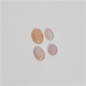 40cts Morganite Oval Cabochons Approx 12x14 to 15x20mm, (Set Of 4)