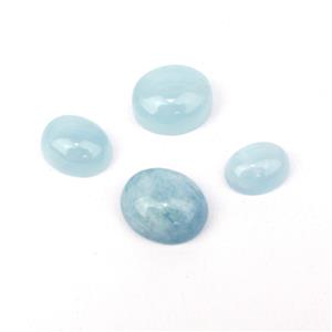 15cts Aquamarine (N) Oval Cabochons  Approx  7x9 to 10x12mm  (Set of 4) 