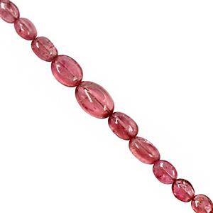 10cts Pink Tourmaline Graduated Smooth Oval Approx 3.5x3 to 7x6.5mm, 10cm Strand