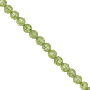 23cts Peridot Faceted Rounds Approx 3mm, 30cm Strand