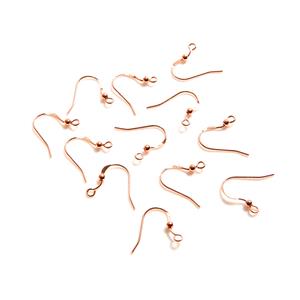 925 Rose Gold Plated Sterling Silver Flat Ear Wire with Ball Approx 14mm (6 pairs)