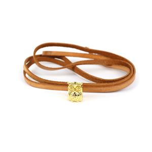 Owl of a Sudden! Gold Plated Base Metal Owl Clasp & Leather Cord