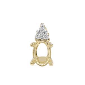 9K Gold Oval Pendant Mount (To fit 7x5mm gemstone) Inc. 0.07cts White Zircon Brilliant Cut Round 1.50mm -1pcs