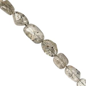 95cts Black Dotted Quartz Smooth Tumble Approx 10x6 to 17x12mm, 19cm Strand