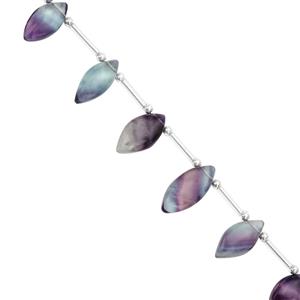 72cts Multi-Colour Fluorite Smooth Marquise Approx 17x8 to 22x11mm, 17cm Strand with Spacers
