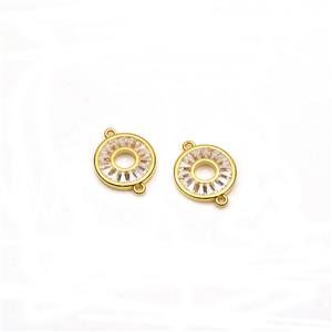 Gold Plated 925 Sterling Silver Cubic Zirconia Round Connector Approx 11mm (2pcs)