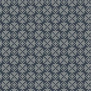 Lewis & Irene Folk Floral Cross Stitch Navy Fabric 0.5m