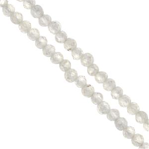 Double Trouble 2x 13cts White Zircon Faceted Round Approx 2mm 36cm Strand