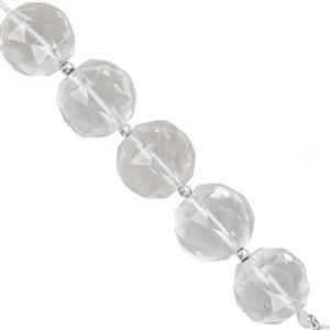 145cts Clear Quartz Faceted Round Approx 15 to 17mm, 8cm Strand With Spacers