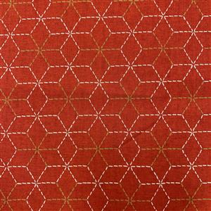 Miho Japanese Cube Pattern on Red Fabric 0.5m