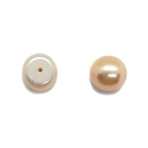 Natural Peach Freshwater Cultured Button Pearls Approx 9mm, 1 Pair