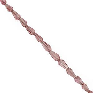 3cts Pink Tourmaline Faceted Drops Approx 2x1 to 4x2mm, 20cm Strand.