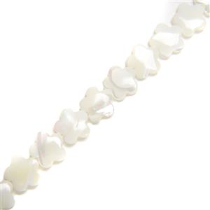 White MOP Flower Beads Approx 12mm, 38cm Strand