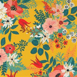 Moda Lady Bird Wild Flowers Floral on Saffron Fabric 0.5m