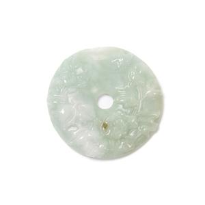 60cts Type A White Jadeite Carved Donut Appox. 26mm, 1pc