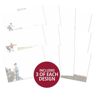 Sports & Hobbies Luxury Card Inserts, 36 sheets of A4 co-ordinating card inserts (3 sheets in each of 12 designs)