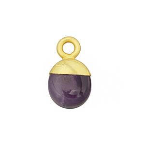 Gold Flash Sterling Silver Electroplated 2.20cts Amethyst Pendant Approx 12mm