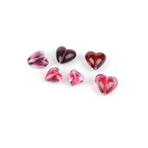 Lots of Love: Assorted Preciosa Lampwork Heart Beads 6pcs