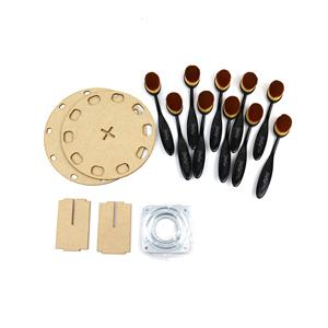 MDF Brush Stand with lazy susan attachment, plus 10 blending brushes.