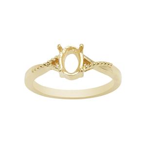 Gold Plated 925 Sterling Silver Oval Ring Mount (To fit 7x5mm gemstone) -1 Pcs