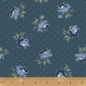 Camilla Flowers on Copen Spot Fabric 0.5m