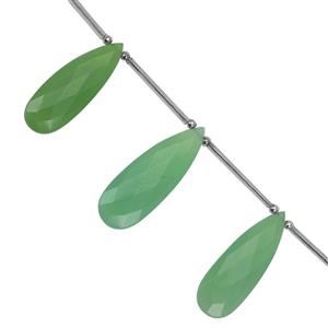 85cts Chrysoprase Faceted Elongated Pear Approx 36x12 to 42x14mm,10cm Strand With Spacers