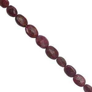 20cts Natural Ruby Faceted Ovals Approx 5x4 to 8x7mm, 10cm Strand
