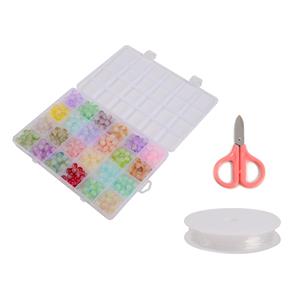 Pastel Glass Beads in Plastic Box with Thread and Scissors With Downloadable Instructions By Mark Smith