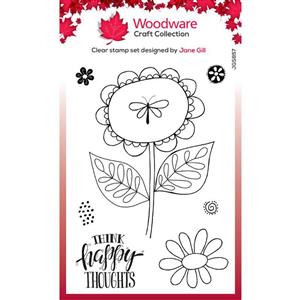 Woodware Clear Singles Petal Doodles Happy Thoughts 4 in x 6 in Stamp Set
