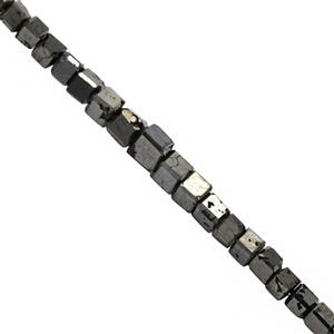 1.85cts Black Diamond faceted Cube Approx 1 to 2mm, 3.5cm Strand