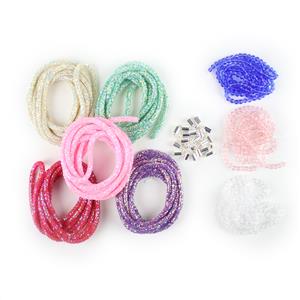 Sparkle & Shine - Pink & Blue Diamond Tubes with Rounds & Silver Plated Base Metal End Caps to fit 2mm Cord, 10pcs