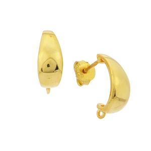 Gold 925 Sterling Silver Curved Earrings with Hidden End Loop Approx 16x6mm (1 Pair)