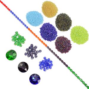 Rainbow Long Bicone & Fire Polished Glass, Trio Of Chrysanthemum Pendants Project With Downloadable Instructions By