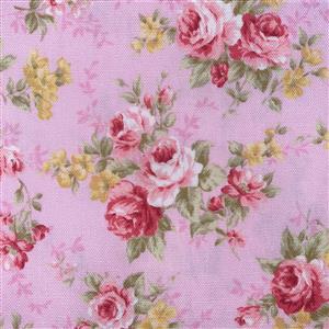 Floral Story Rose Bunches On Pink Fabric 0.5m - Sewing Street exclusive