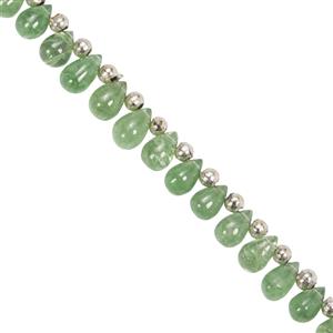 12cts Tsavorite Garnet Side Drilled Plain Drops 2x3 to 3x5mm, 15cm Strand With Spacers 