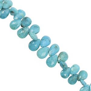 38cts Arizona Turquoise Top Side Drill Faceted Pear Approx 6.5x4 to 10.5x7.5mm, 13cm Strand