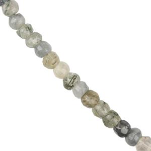 50cts Green Rutilated Quartz Faceted Rondelles Approx 3-5mm, 33cm Strand