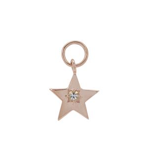 Rose Gold Plated 925 Sterling Silver Star Charm With Aquamarine Approx 3mm (1pcs)