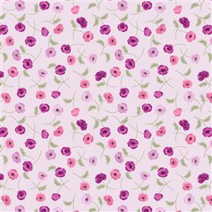 Lewis & Irene Poppies Collection Multi Poppies Lavender Fabric 0.5m
