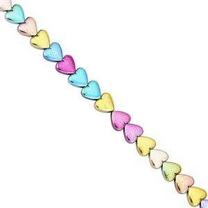 80cts Pink , Blue, Gloden Color Haematite Smooth Heart Approx 6mm, 30cm Strand