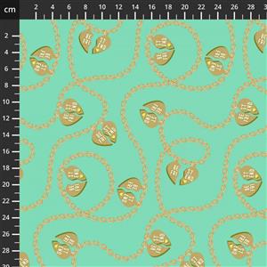 Tula Pink Besties Collection Lil Charmer Meadow Metallic Ink Fabric 0.5m