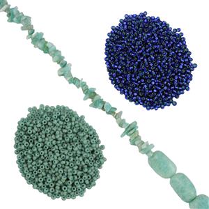 Amazonite Small Nugget with Tumble 1m Strand Project With Downloadable Instructions By Linda Brumwell