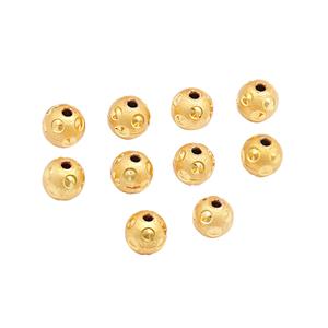 Gold Plated Brass Diamond Cut Spotted Beads, Approx. 7mm (10pk)